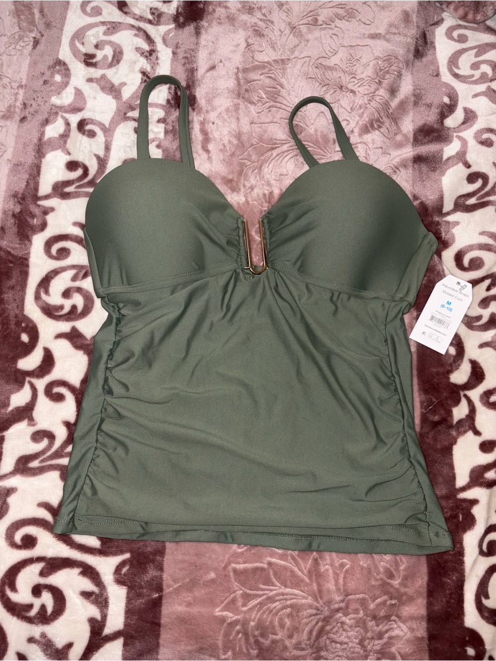 Time and Tru Olive Green Tankini Top
